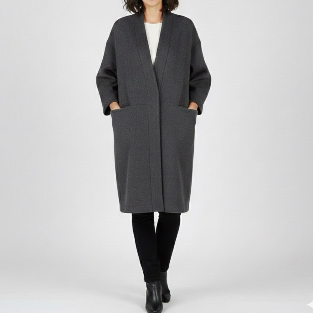 AYRTIGHT Charcoal Wool Blend Cocoon Coat Size S